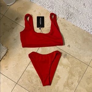 pretty little thing red bikini top